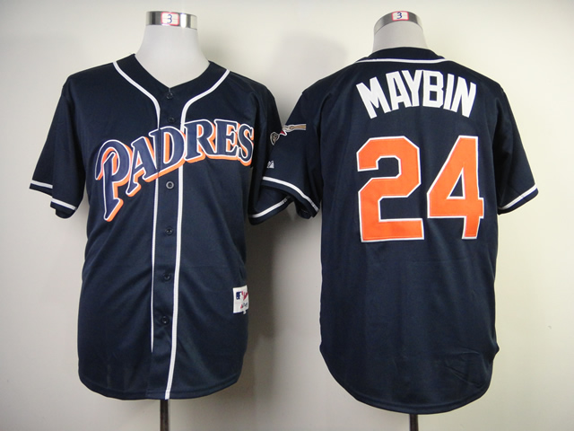 Men San Diego Padres #24 Maybin Blue Throwback MLB Jerseys